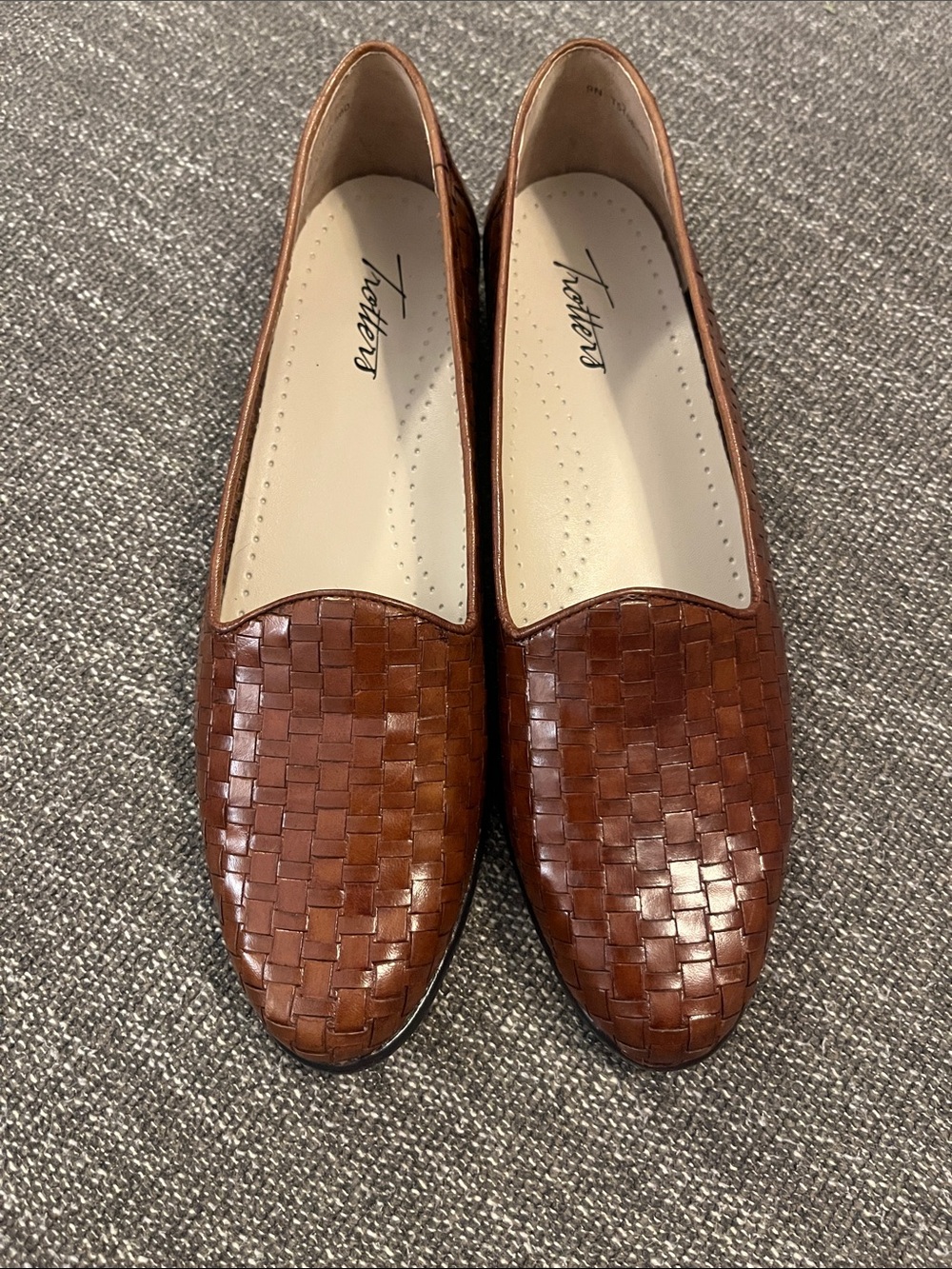 Trotters Liz Brown Woven Leather Slip-On Loafers